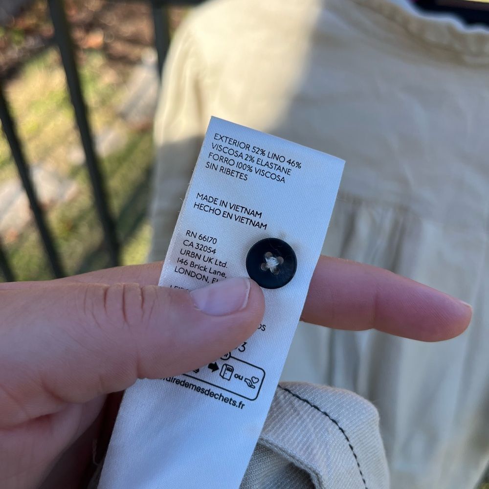 Anthropologie Maeve Collared Linen Button-Front Tassel Mini Dress NWT - Picture 9 of 9